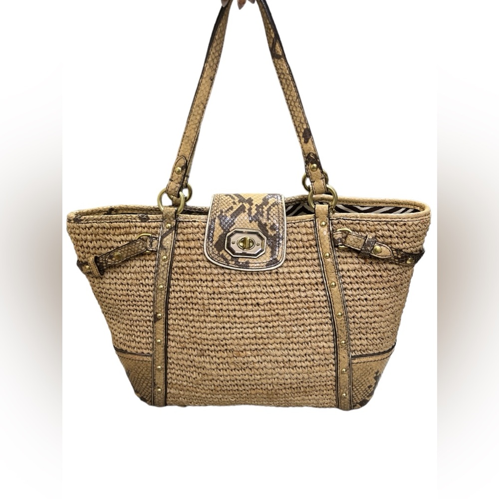 Coach‎ 2010 Natalie Weekender Straw Shoulder Bag Tote